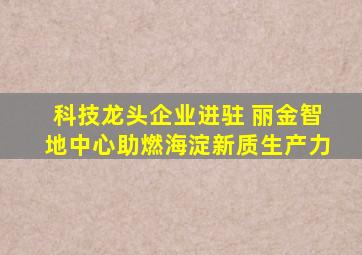 科技龙头企业进驻 丽金智地中心助燃海淀新质生产力